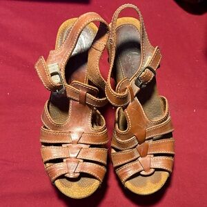 Sbicca Brown Leather Wedge Sandals